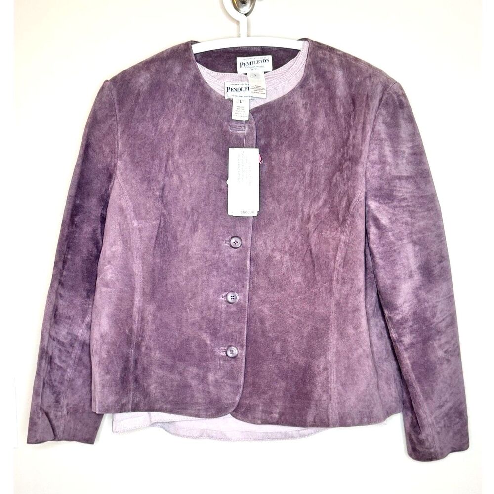 NWT Vintage Pendleton Suede Coat & Matching Top Set Women's Large Purple